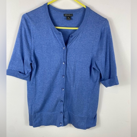 Eddie Bauer Blue Knit Cardigan Sweater - Picture 1 of 4